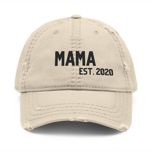 Distressed Embroidered Hat - Mama est.