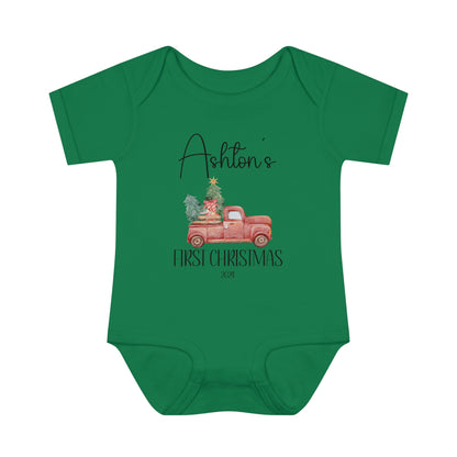 Personalized - "1st Christmas" - Truck Infant Bodysuit