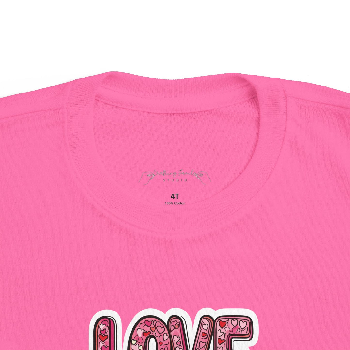 "Hearts in Love Text" Toddler's Jersey Tee