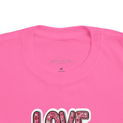 "Hearts in Love Text" Toddler's Jersey Tee