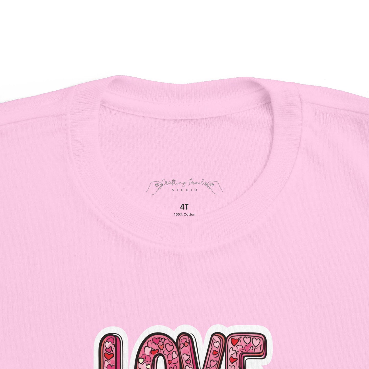 "Hearts in Love Text" Toddler's Jersey Tee