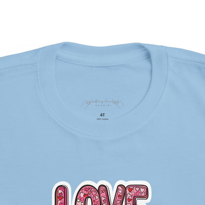 "Hearts in Love Text" Toddler's Jersey Tee