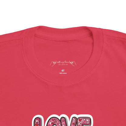 "Hearts in Love Text" Toddler's Jersey Tee