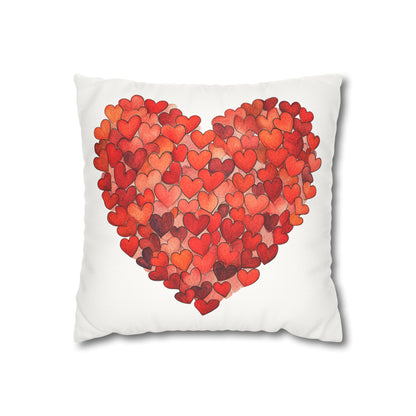 "Hearts in Heart" Faux Suede Square Pillowcase