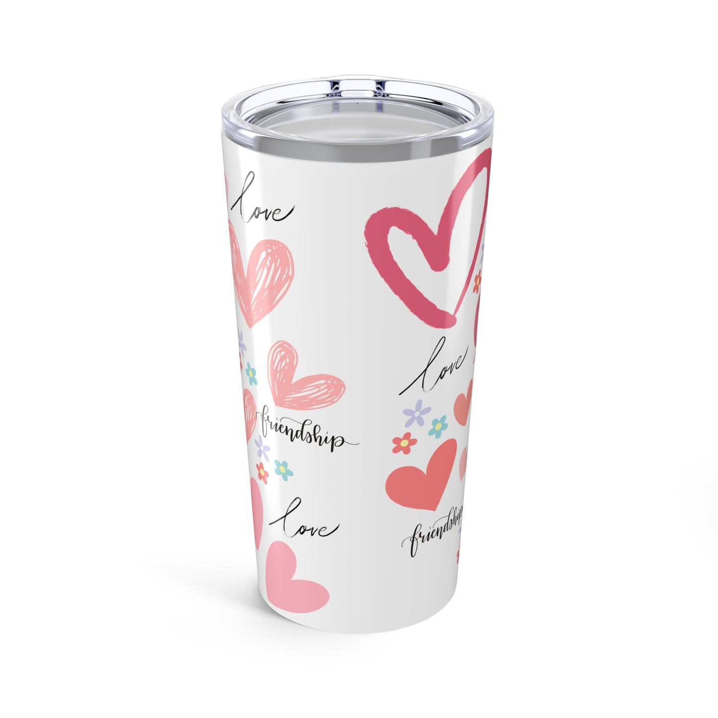 "Pink Hearts Love & Friendship" - Tumbler