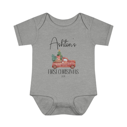 Personalized - "1st Christmas" - Truck Infant Bodysuit