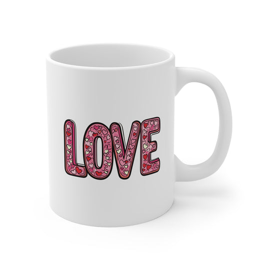 "Hearts in Love Text" - Mug