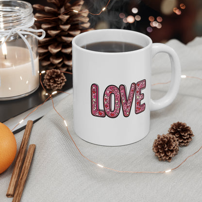 "Hearts in Love Text" - Mug