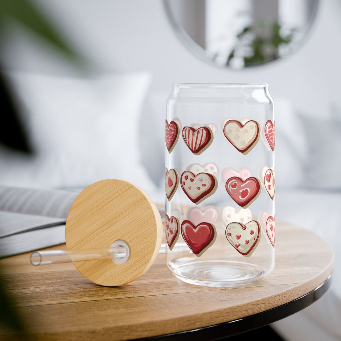 "Baked Goods Hearts" Sipper Glass, 16oz