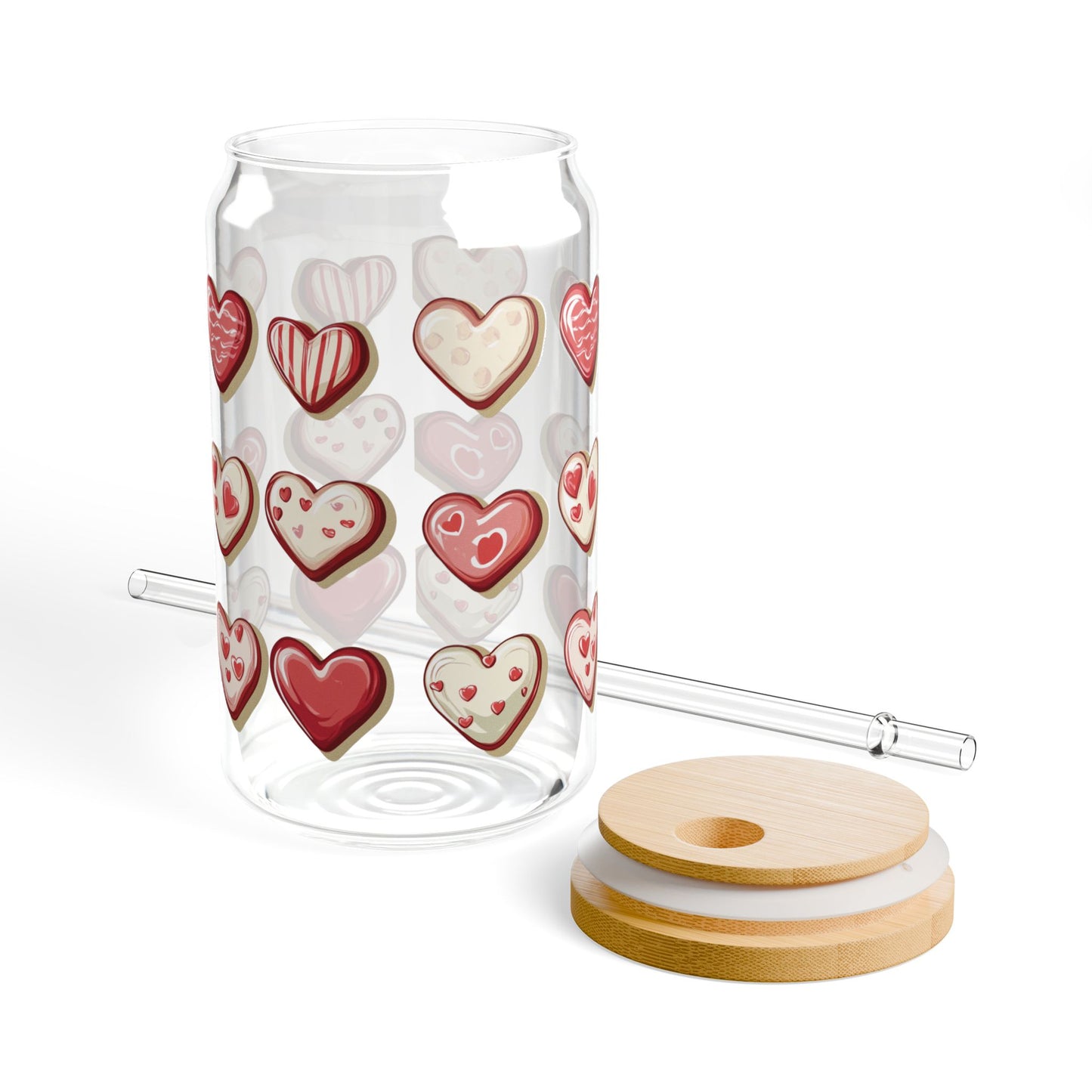 "Baked Goods Hearts" Sipper Glass, 16oz