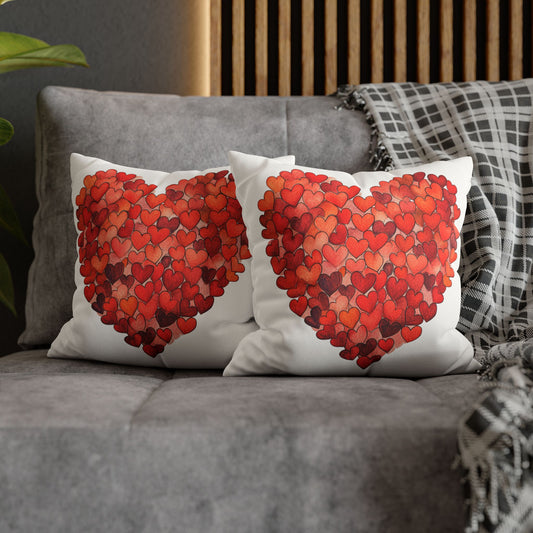 "Hearts in Heart" Faux Suede Square Pillowcase