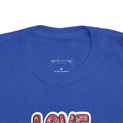 "Hearts in Love Text" Toddler's Jersey Tee