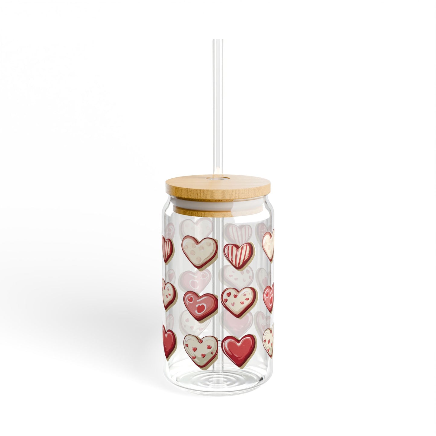 "Baked Goods Hearts" Sipper Glass, 16oz