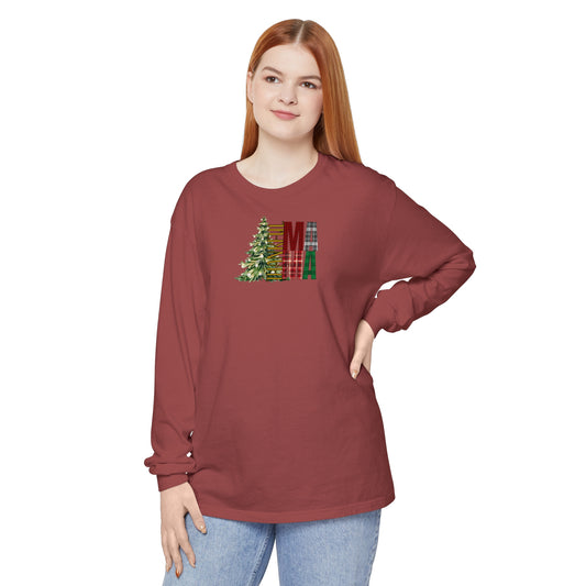 Holiday - “Thankful Mama" Christmas Tree Long Sleeve T-Shirt