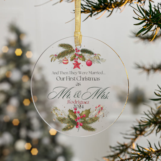 "First Christmas - Married" Acrylic Ornament