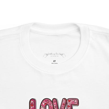 "Hearts in Love Text" Toddler's Jersey Tee