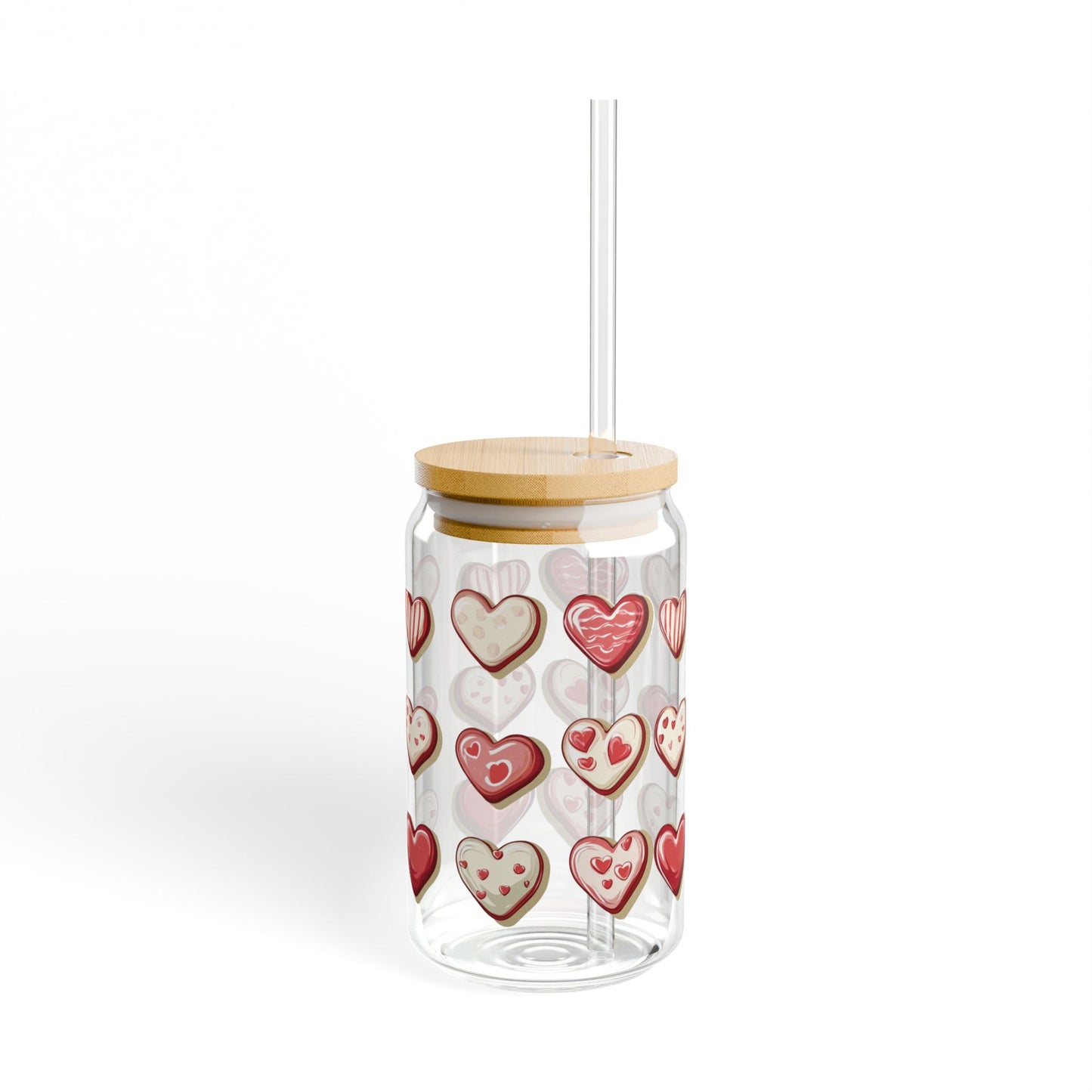 "Baked Goods Hearts" Sipper Glass, 16oz