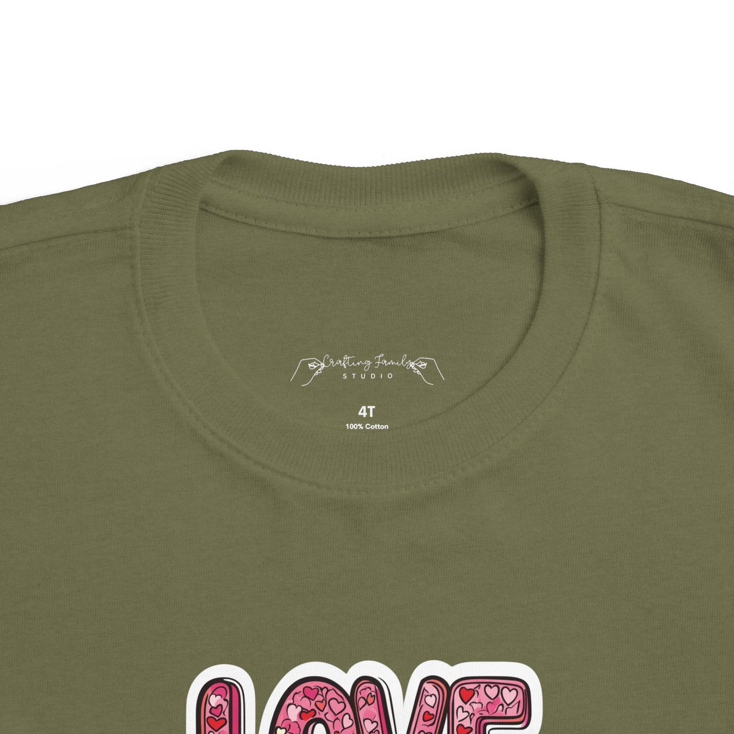 "Hearts in Love Text" Toddler's Jersey Tee