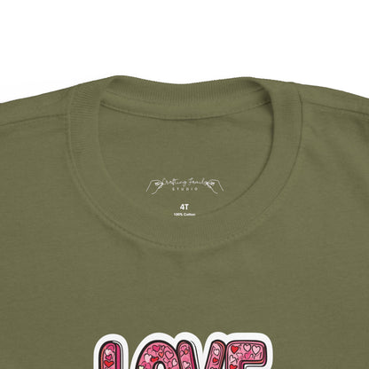 "Hearts in Love Text" Toddler's Jersey Tee