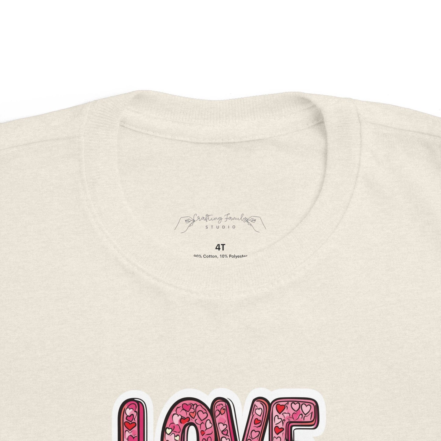 "Hearts in Love Text" Toddler's Jersey Tee