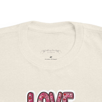 "Hearts in Love Text" Toddler's Jersey Tee