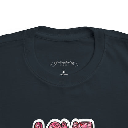 "Hearts in Love Text" Toddler's Jersey Tee