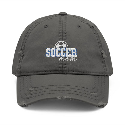 Distressed Embroidered Hat - Soccer Mom (grey)