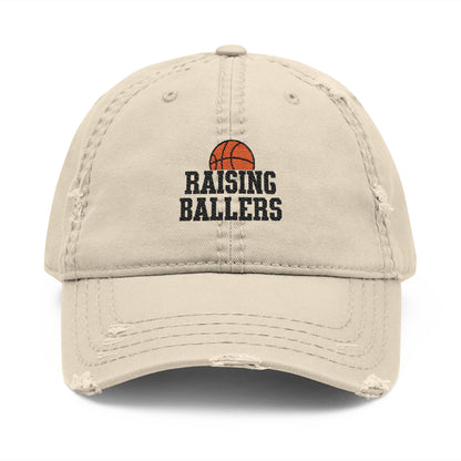 Distressed Embroidered Hat - Raising Ballers (Basketball)