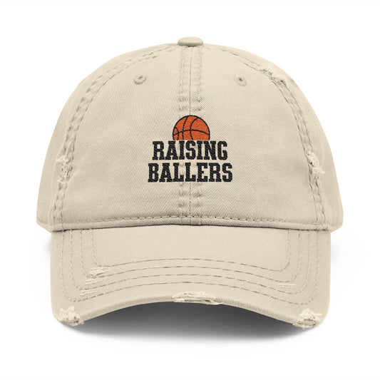 Distressed Embroidered Hat - Raising Ballers (Basketball)