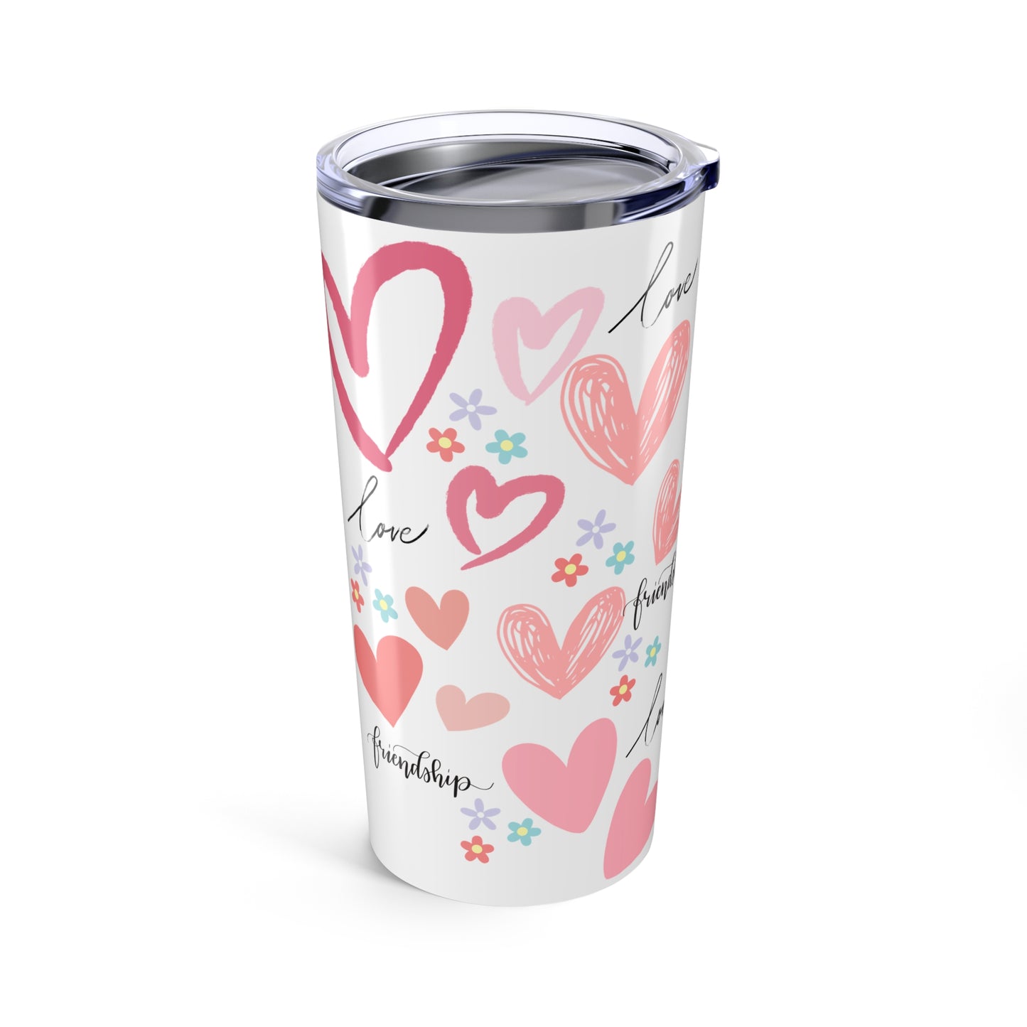 "Pink Hearts Love & Friendship" - Tumbler