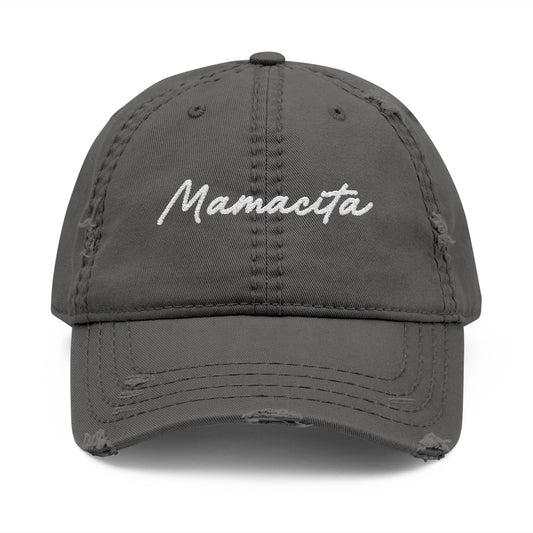 Distressed Embroidered Hat - Mamacita (grey)